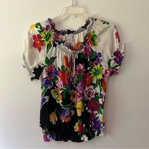 Cache Silk Floral Blouse M